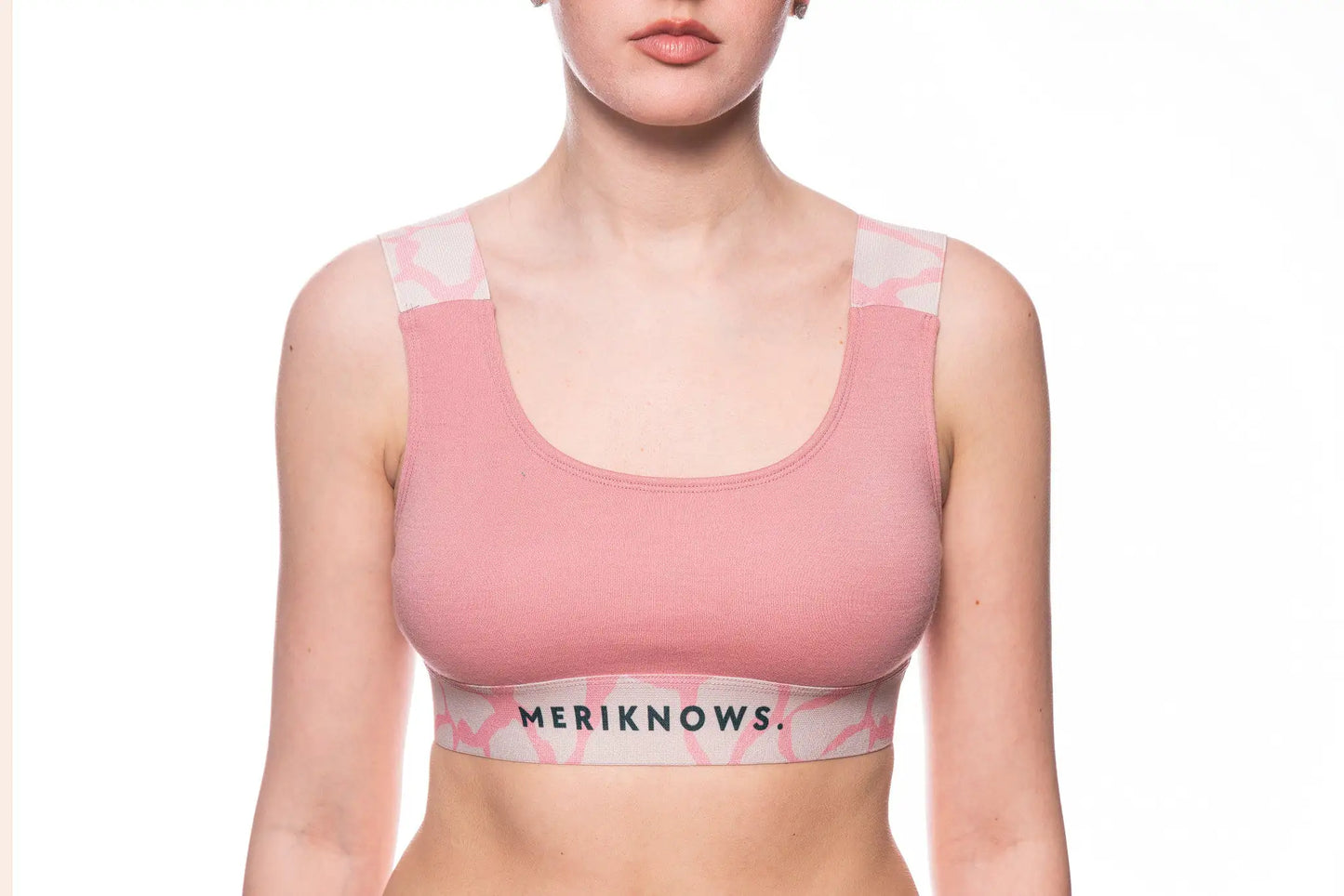 Дамско бюстие от 100% мериносова вълна в розово Meriknows